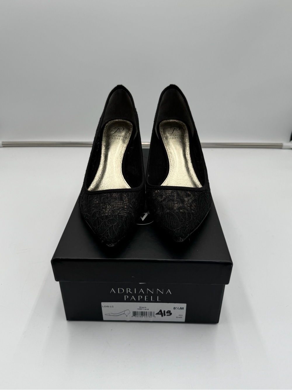 Adrianna Papell Lois LC Black Lace Kitten Heel Pumps Womens Size 8.5